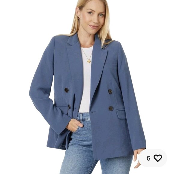 Madewell Rosedale Blazer Crepe Nighttime Blue Double Breasted 2023 Size 8 - Picture 1 of 11